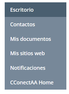 Recorte del menú lateral izquierdo