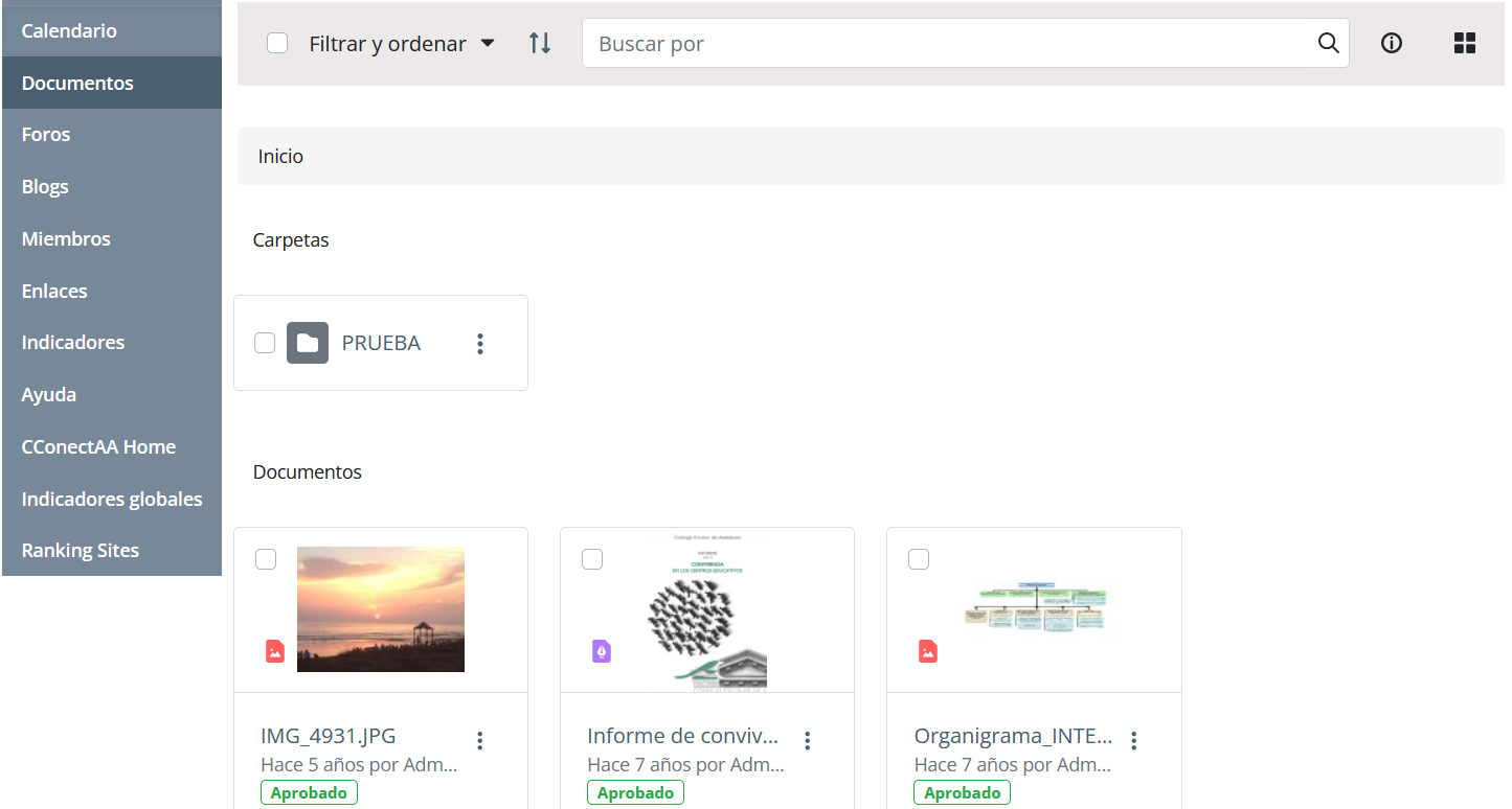 Página de los documentos