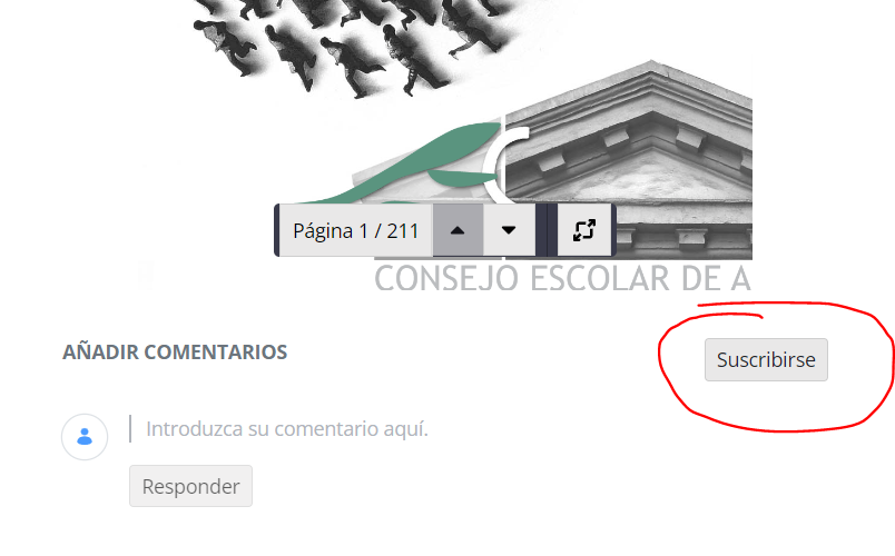 Botón de suscribirse a un documento