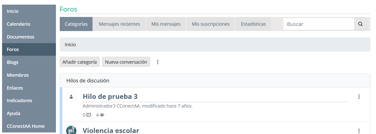 Listado de los hilos de los foros