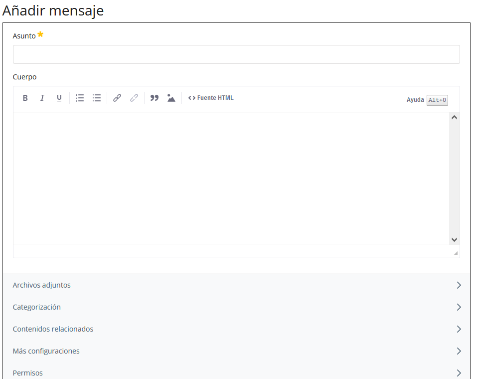 Formulario para crear un nuevo hilo de discusión
